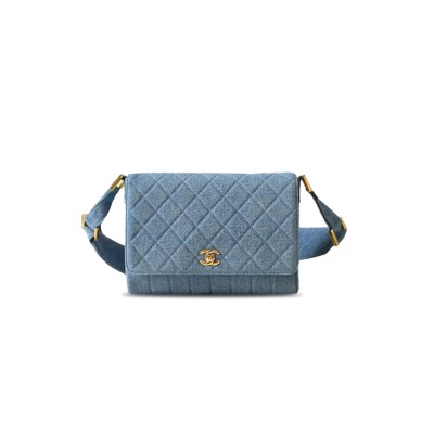 CHANEL VINTAGE DENIM CROSSBODY BAG  (25.5*20*7cm)